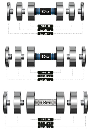Image of Northdeer Steel Dumbbells Ultracompact & Adjustable Chrome Dumbbell with Foam Handles 5lb 10lb 15lb 20lb 30lb 50lb Home Gym Workout (Choice of Size)