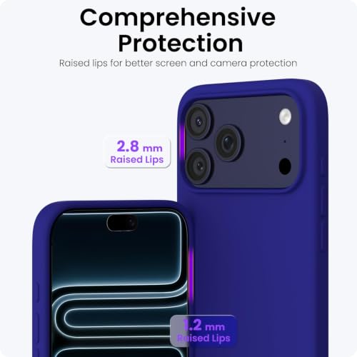 Image of ORNARTO Compatible with iPhone 17 Pro Max Case 6.9 inch, Slim Liquid Silicone 3 Layers Soft Gel Rubber Shockproof Protective Cover with Anti-Scratch Microfiber Lining-Klein Blue
