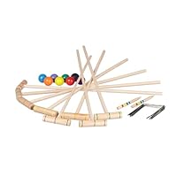 Relaxdays Krocket Spiel, 8 Spieler, für Klein & Groß, Komplettset mit Tasche, Croquet Set Holz, Schläger, Mehrfarbig