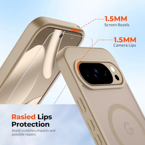 Image of SUPFINE Magnetic for Google Pixel 10 Pro Case /Pixel 10 Case with Screen Protector, (Built-in Magnets) ((Military Grade Drop Protection) Slim Translucent Shockproof Phone Case,Pink Gold