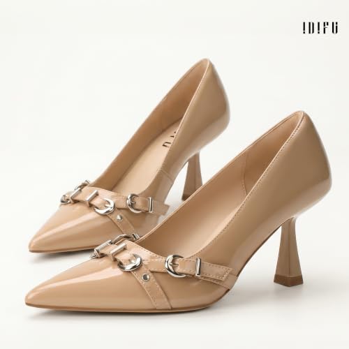 Image of IDIFU Kitten Heels Pumps Closed Pointed Toe Dress Shoes for Women