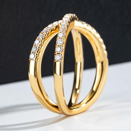 Moissanite Wedding Band 5 Stone/12 Stone 3MM D Color VVS1 Clarity Rope Twisted/Open Crossover/Half/Eternity Band 14K Gold Platin Anniversary Rings Promise Rings for Mom Wife Jewelry3