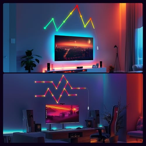 Sechseckige LED Wandleuchte mit RGB-Farben und App-Steuerung