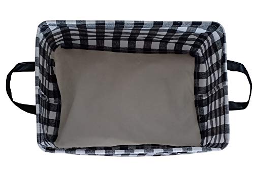 Image of Kid Storage Basket Gift Shelf Basket Toy Storage Bin, Nursery Basket Organizer Box for Children Room Deco With Handles (Black grid)