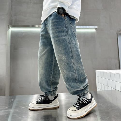 Boys Pants Casual Athletic Straight Leg Trousers with Pockets Comfortable Elastic Waist Everyday Wear for Ages2