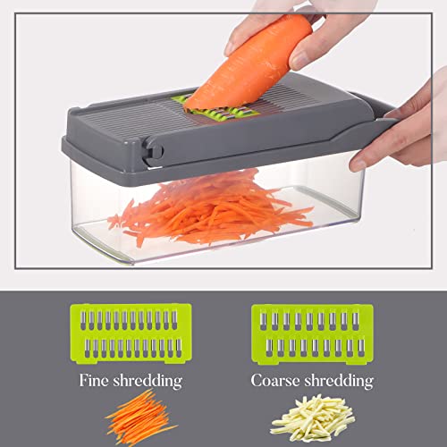 Vegetable Chopper Onion Chopper，Cambom Veggie Chopper With 8 Blades Multifunctional 13 In 1 Food Chopper Kitchen Gadgets Vegetable Slicer Dicer Cutter Carrot And Garlic Chopper With Container #TOP2