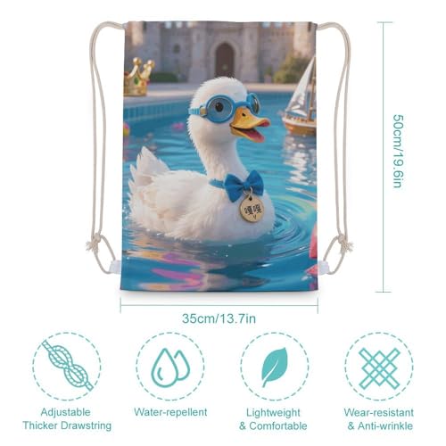 Goose Pool Grace Drawstring Backpack - Canvas Sports Gym Sackpack, Lightweight String Bag for Beach & Travel2