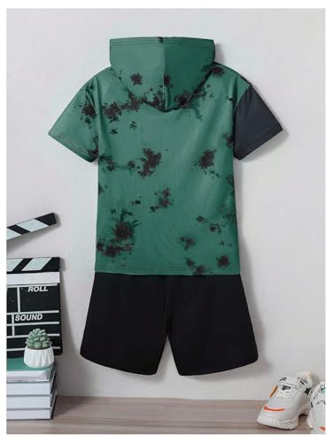 Image of WDIRARA Boy's Two Piece Graphic Print Hooded Neck Tops and Track Shorts Clothing Set