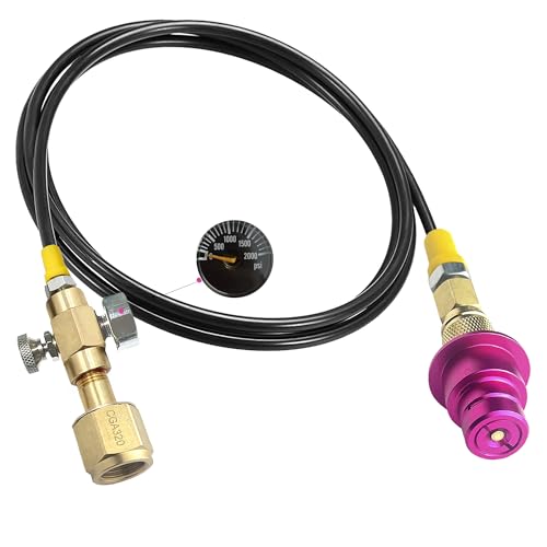 60in CGA320 Soda Machine Co2 Adapter Quick Connector Hose,for Co2 Tank Compatible With Soda Machine Terra/Art/Duo/Gaia/E-Terra/E-Duo (with Gauge and bleed valve)