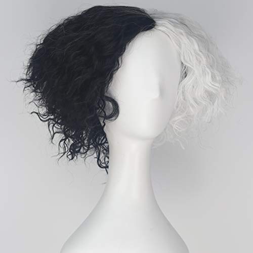 Amazon Com Black And White Wig Missuhair Women S Synthetic Short Curly Hair Costume Wig Adult Halloween Movie Party Copslay Wig Clothing Shoes Jewelry
