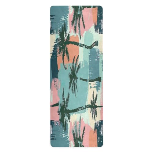 Waassud Esterilla de yoga con diseño de palmera, para entrenamiento, gimnasio, yoga, antideslizante, para mujer, 180 x 66 cm