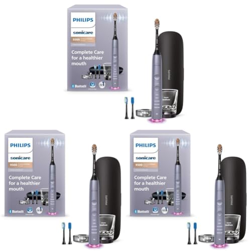 Image of Philips Sonicare DiamondClean Smart 9500 Electric Toothbrush - Sonic Toothbrush with App, Pressure Sensor, 15 Brushing Settings, Replacement Reminder, USB Charging Travel Case, Grey, Model HX9923 /41