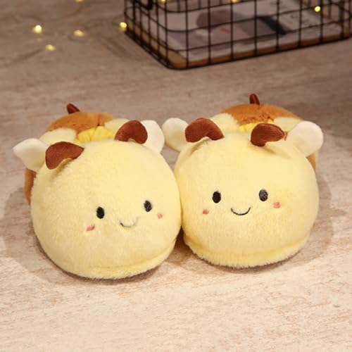 Women's animal slippers cute bee, rabbit plush slippers warm home slippers2