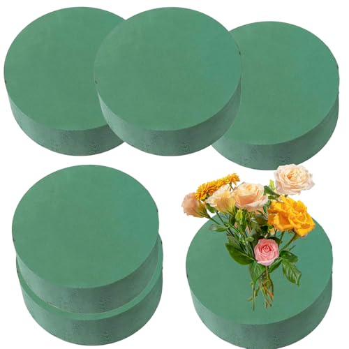 Krysel 6-Pack Round Floral Foam - Water Absorbing Material for Fresh Flower Arrangements, Centerpieces, Bouquets, DIY Wedding Décor and Florist Supplies & Crafts