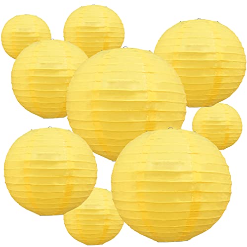 BEISHIDA Yellow Round Paper Lanterns Decorative Hanging Asia Chinese Japanese Paper Lanterns Lamp for Birthday Halloween Wedding Baby Bridal Shower Fall Home Decor Party Decoration（10 Packs）