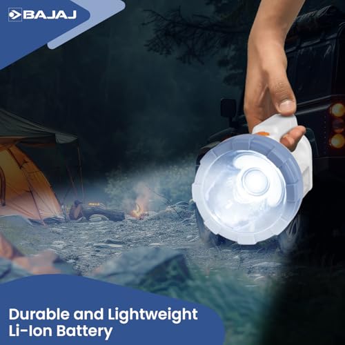 Image of Bajaj Travellesta 3W Duo RC LED Torch | Dual Lighting Mode | USB C-Type Charging | 6 Months - Warranty (Pack of 1, White and Blue)