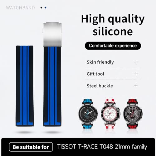Bracelet montre 21mm en silicone pour Tissot T-Race et T-Sport T048 - 2