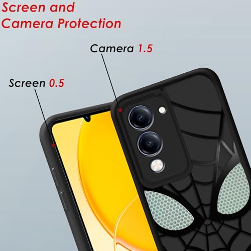 Image of Stylish Spider Back Case Cover Compatible for Vivo T4 Lite 5G / Vivo Y19 5G / Vivo Y19e | Spidey Face Mask Case | Soft Silicone | Camera & Full Body Protection | Shock Proof | (Black)