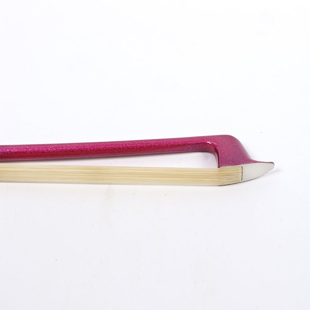 Violinenbogen aus Kohlefaser, 4/4, handgefertigt, mit Rosshaar, Ebenholzfrosch, gut ausbalanciert, rosa Geigenbögen