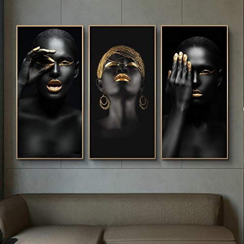 Art africain pour grand mur de salon peinture de femme noire chic déco chambre moderne