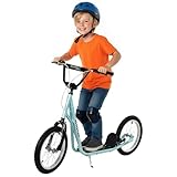 HOMCOM Patinete para Niños +5 Años, Patinete Infantil de 2 Ruedas, con Manillar Ajustable en Altura, 2 Neumáticos de Caucho Inflable, Doble Freno, Carga 100 kg, 139x58x90-96 cm, Azul Claro