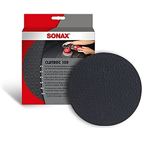 SONAX Clay Disc | Advanced Synthetic Clay Pad for Hand or Machine Use | Removes Overspray, Water Spots, Tree Sap & Brake Dust | Reusable, Long-Lasting & Fast-Acting Surface Prep | 451241 | 150mm