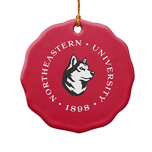 GRAPHICS & MORE Northeastern University Primary Logo Porcelain Scalloped Holiday Christmas Tree Ornament - 2.8