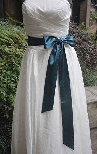 Wedding satin sash belt for special occasion dress bridal sash (Dark teal)3
