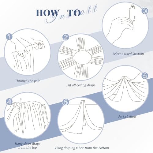 Rideaux de plafond pour décoration de mariage drapé noir en polyester de fête 1,5 x 6,1 m