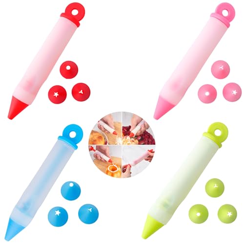 Pack of 4 Dessert Decorating Cake Decorating Pens Kit,Cake Decorating Syringe Cylinder Used for...