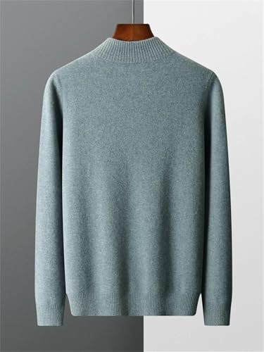 Men's Wool Sweater Pullover Casual Mock Neck Zippers Long Sleeve Solid Merino Wool Knitwear Jumper3