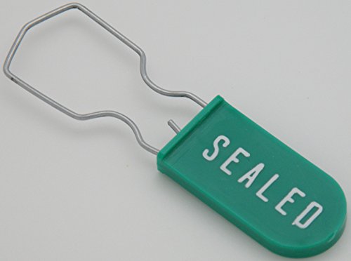 Image of Plastic Padlock Security Seal with Large Shackle Metal Wire (Green, 50 Pack)