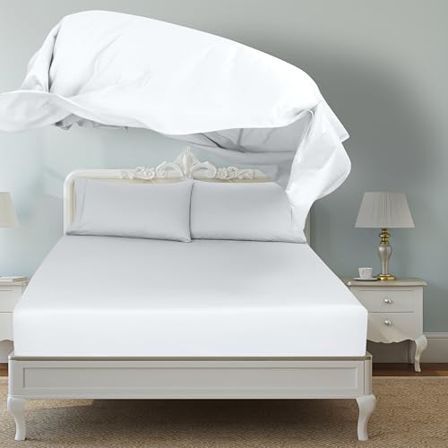 Image of Royale Linens 2 Pack Bulk Flat Sheet Set - Top Sheets -Soft 1800 Microfiber - Wrinkle & Stain Resistant - for Hotel, Massage Table, Hospital, Dorm - Twin XL Flat Sheet Sold Separately (Twin Xl, White)