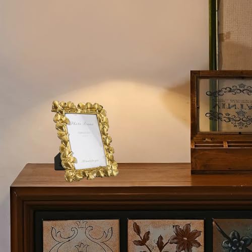 Image of 5x7 Vintage Picture Frames, Gold Photo Frame for Table Top Display and Wall Hanging Home Decor