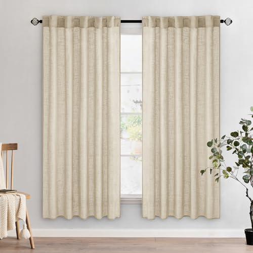MIULEE Linen Curtains 72 Inch Length 2 Panels for Bedroom