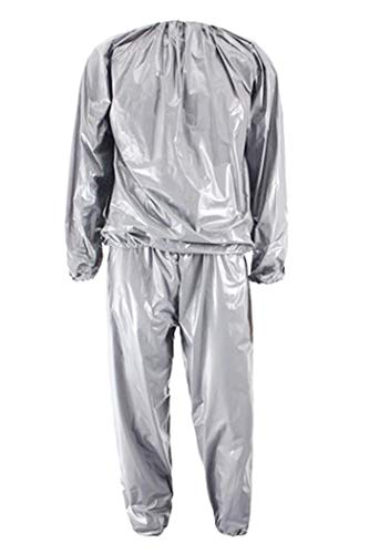 sandywident Heavy Duty Fitness Weight Loss Sweat Sauna Suit Exercise Gym Anti-Rip(Silver,XXXL) - Thumbnail 2