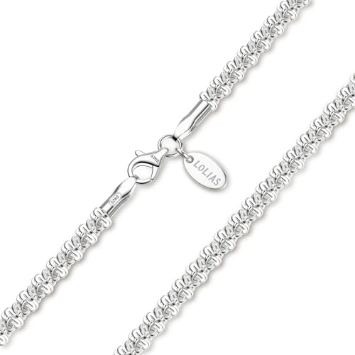 LOLIAS Collar Plata Ley 925 para Mujer Cadenas Plata Delicadas para Mujer Collar Gargantilla Cadena Plata Larga 1,9 MM Regalos Joyería Brillante 45CM
