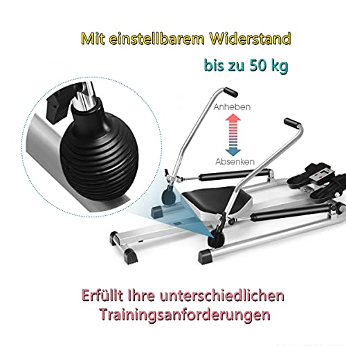 GYMAX Rudergerät für Zuhause, leise & klappbare Rudermaschine mit verstellbarem Widerstand, Hometrainer mit LCD-Monitor… – Bild 4