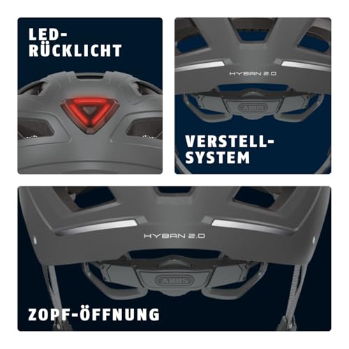 ABUS Stadthelm Hyban 2.0 - Fahrradhelm mit Rücklicht, ABS-Hartschale, guter Passform - für Damen...