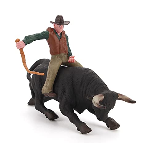 BLAPNK Realistic Cowboy Black Bull Figure Toy, Simulated Spanish Bullfighter Cattle Figurines Collection Playset Preschool Science Educational Learn Cognitive Props