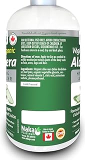 475ml (16oz) ORGANIC Aloe Vera, Vegan + Soothing Moisturizer, 99% PURE, Cold Pressed, Made in Canada