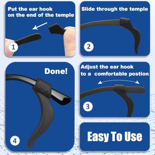 Image of Eyeglasses Anti-Slip Grip Pads | Soft Silicone Nose Pads for Glasses | Anti-Skid Eyewear Temple Tips | Comfortable Glasses Grip for Sunglasses, Reading Glasses & Spectacles