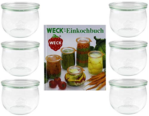 Weck 42578 Juego (6 tarros de conserva, 144 páginas 500 ml Borde Redondo de 100 mm), Cristal