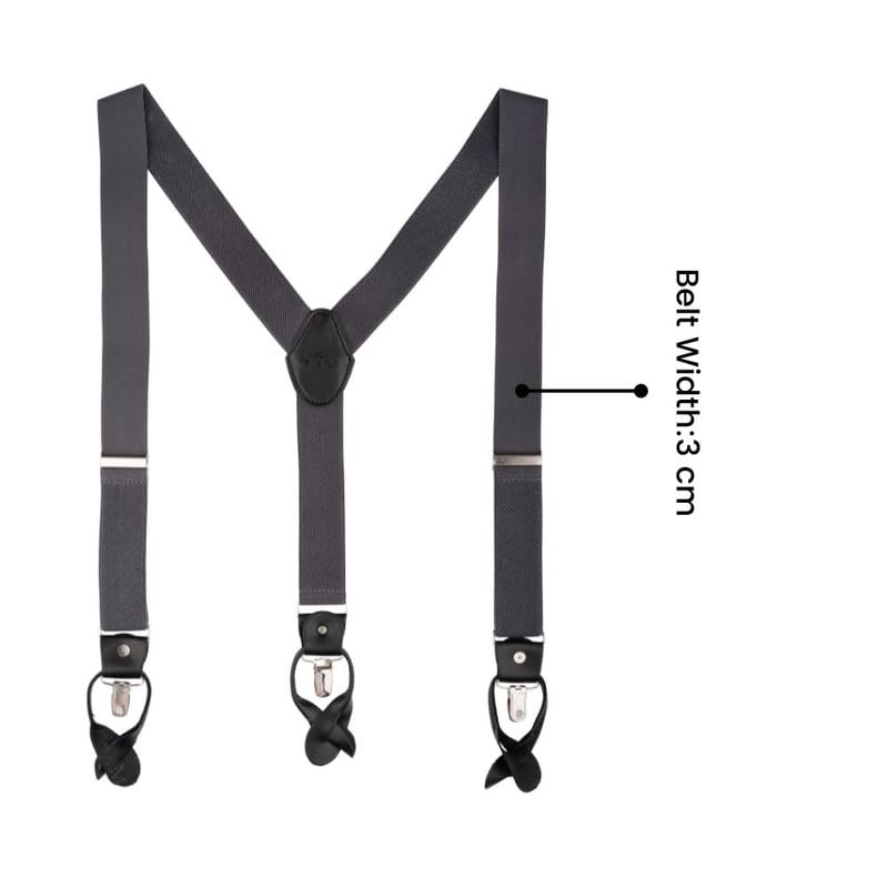 Image of The Tie Hub Button Suspenders for Men | Gentry Button-On Y-Back Elastic Braces | Adjustable 1.25 Inch | Formal Wedding