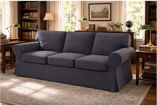 Image of Heavy Cotton Ektorp Sofa Cover Compatible with IKEA 3 Seat Sofa Slipcover