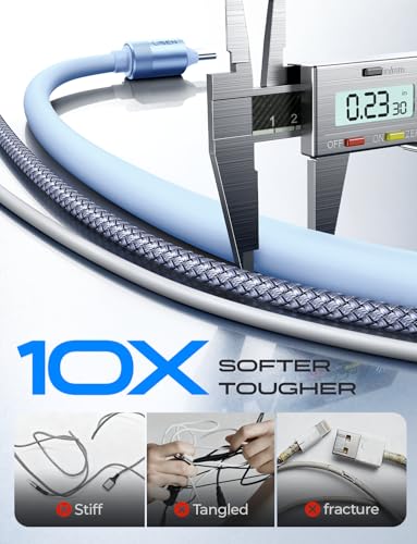 Image of LISEN 10FT USB C Cable Fast Charging, Chubby 240W Cable USB C to USB C Fast Charging Soft Silicone USBC to USBC Parallel Cable for iPhone 17 Pro Max 16 15 Samsung S25 Ultra MacBook Pro Air iPad Blue