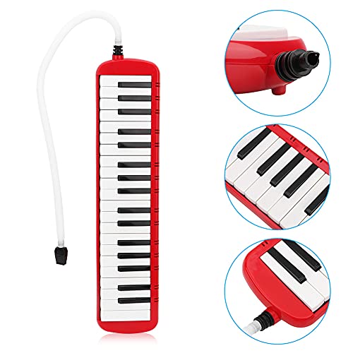 37 Tasten Blasinstrument Melodica Spielzeug Musikspielzeug Kinderinstrument Musikalisches Entdeckungsspielzeug Lernspielzeug mit Tasche für Anfänger üben Kinder Erwachsene Fotografie Performances Rot