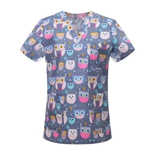 XUMKFJRE Ropa de enfermería for Mujer, Estampados, Accesorios, Uniformes médicos, Hospital, Enfermeras, Salones Belleza, for para Enfermeras y Personal de enfermería(S3DHS0117,M)