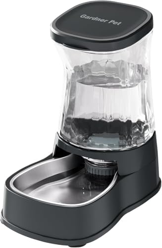 Gardner Pet 3.85L Automatic Cat Feeder, Automatic Cat Drinker with Stainless Steel Bowl, Dog Drinker for Gravity, BPA-Free, Prevent Spilling, No Electricity Required (Grey)