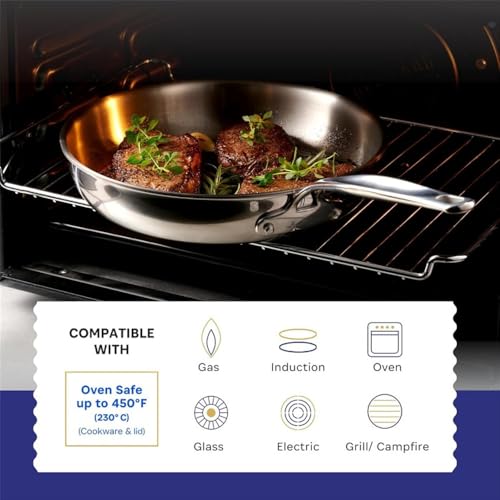 HJZSZX Copper Core Stainless Steel Pots Pans Set 5 Ply Clad Cookware Chef Grade Home Cooking,3 Ply Glass Lids,One - Image 3